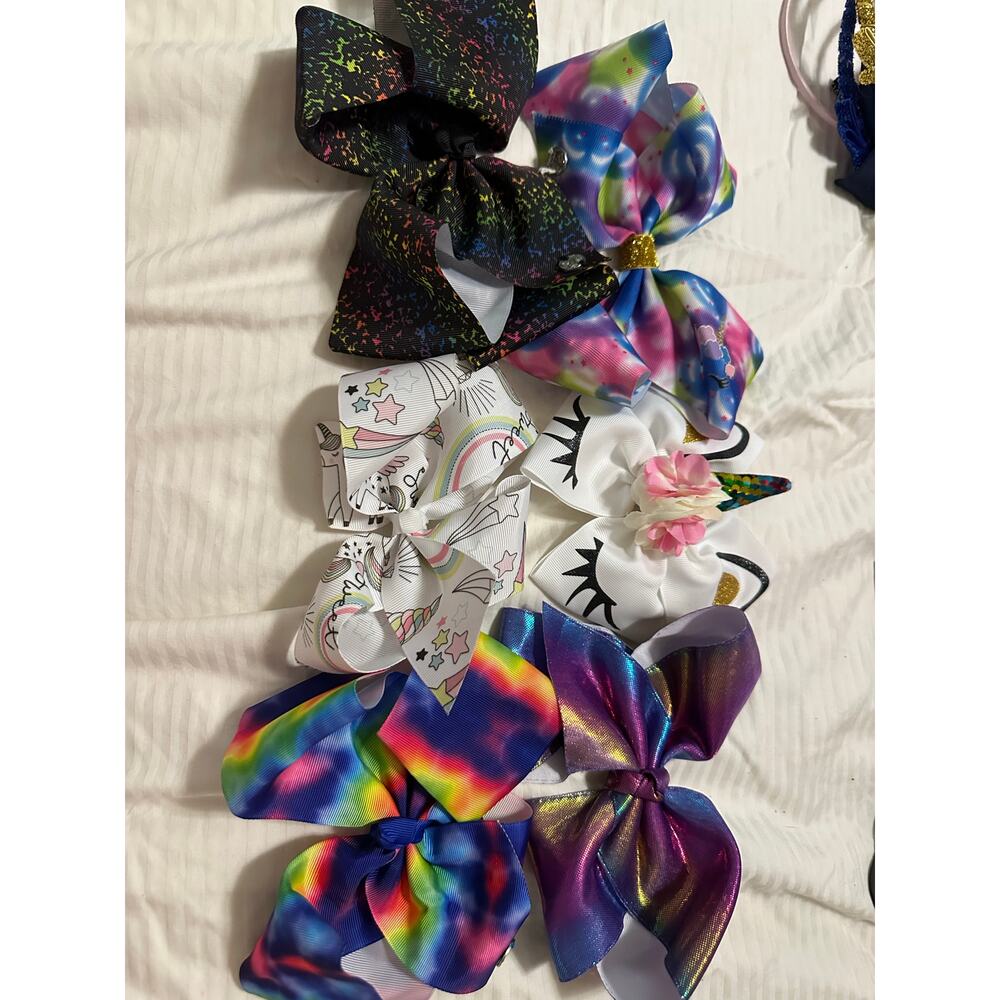 6 Extra Large Girls Hair bows size 7" 3 are Jojo bows